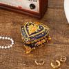 Vintage Heart-shaped Enamel Rose Jewelry Box Metal Trinket Organizer for Rings Earrings Necklaces Bracelets Desktop Decor Gift