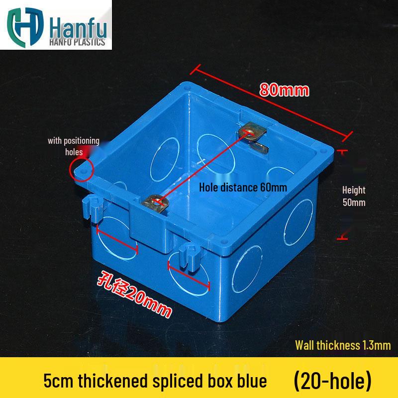 Verdickte 86er Typ 50mm tiefe verdeckte Anschlussdose für Montage und Verdrahtung, Rot/Blau
