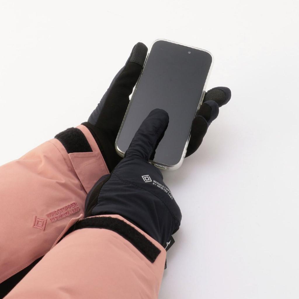 WINDSTOPPER Breath Thermo Gloves (Touchscreen Compatible) [Unisex] B2JYC575 09 Black Unisex Size S