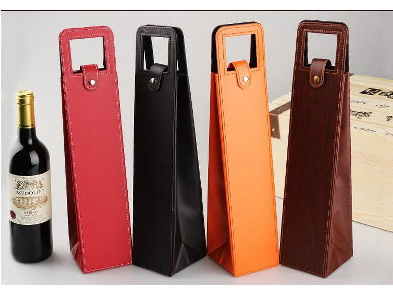 

Red Wine Gift Set: Single Bottle Leather Bag & Packaging Box