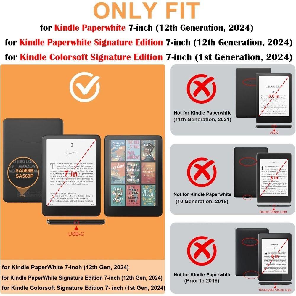 360 Rotation Magnetic Cover for Kindle Paperwhite 12th Gen 2024 7 Inch Colorsoft SA568B