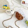 Cute Cartoon Bear Head Mini Crossbody Bag Plush Nylon Shoulder Bag For Students