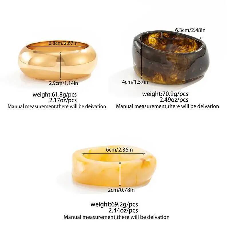 SHIXIN 3 Styles Boho Stackable Resin Acrylic Wide Bracelet for Women Vintage Irregular Geometry Chunky Bangles Party Jewelry New