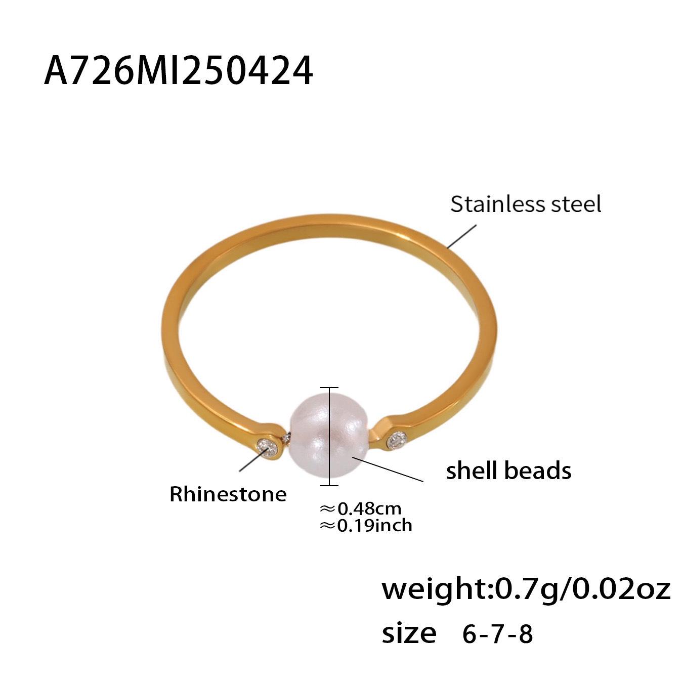 Qiong Yao Zircon  Mother-of-Pearl Open Design Ring for Women - Cold Style Diamond Inlaid Band Size 6