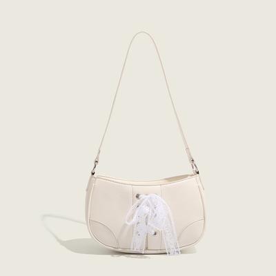 Niche Lace Bow Handbag Bag Simple and High-quality Texture Underarm Bag Sports Style and Fashionable Small Bag