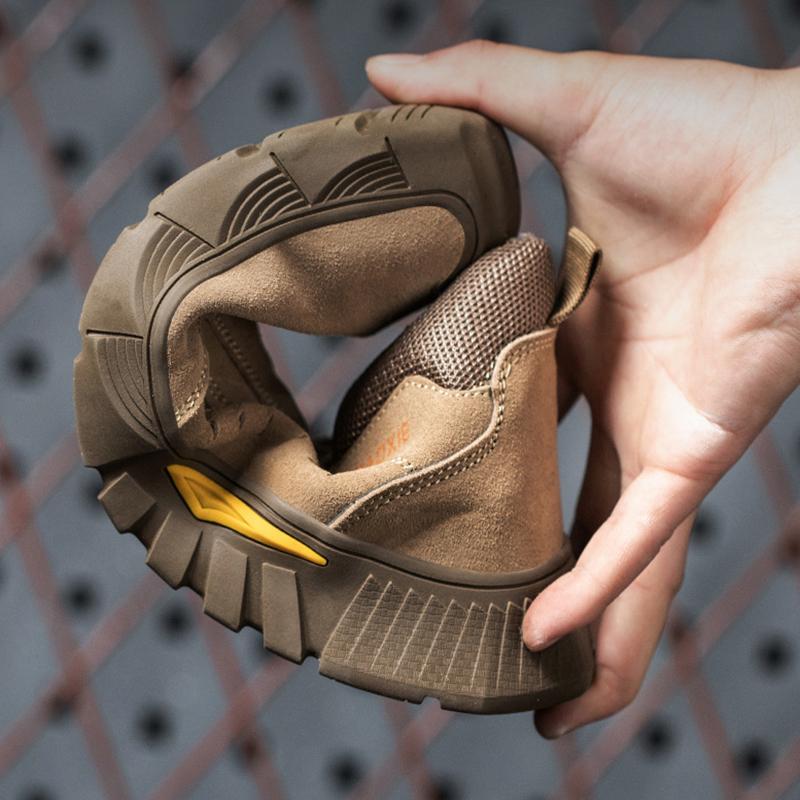 Oulylan Men's Summer Safety Shoes Lightweight Steel Toe Anti-Puncture Breathable   Wear-Resistant Work Shoes