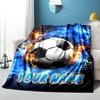 1PC Custom Name Soccer Ball" Flannel Blankets Patterns Throw Blanket All-Season Soft Gift for Couch, Bed, Camping Gifts