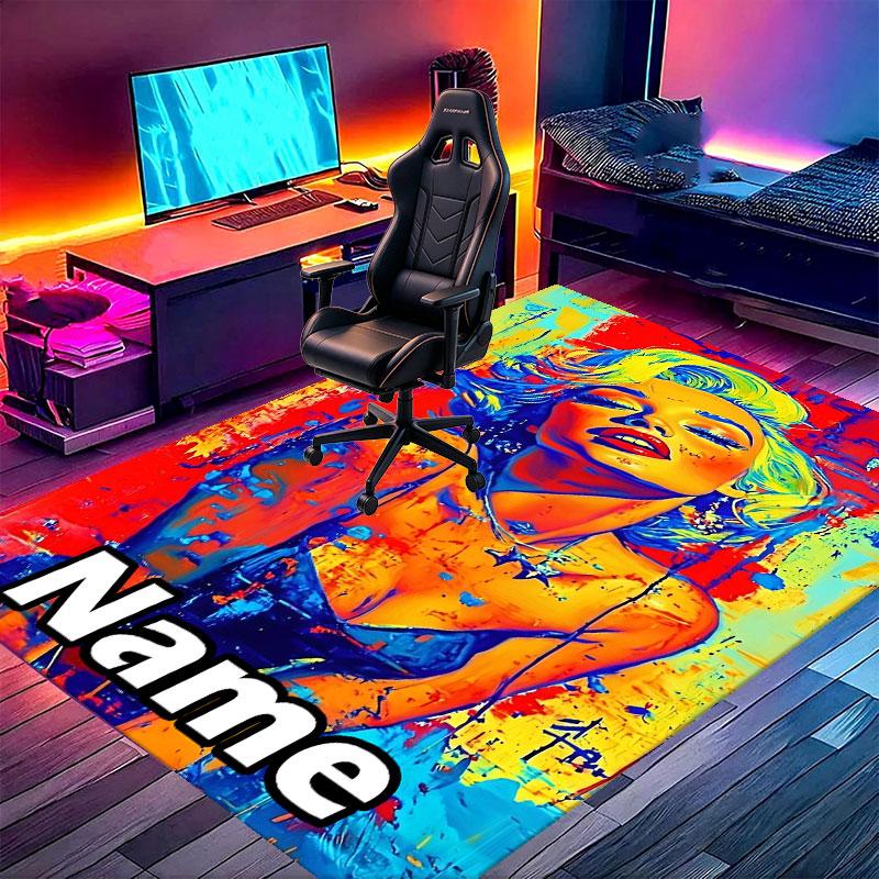 Custom Name Personalized Marilyn Monroe Print Carpet, Versatile Home Decor Rug, for Playroom, Apartment, Balcony, Entryway, Hallway Gift