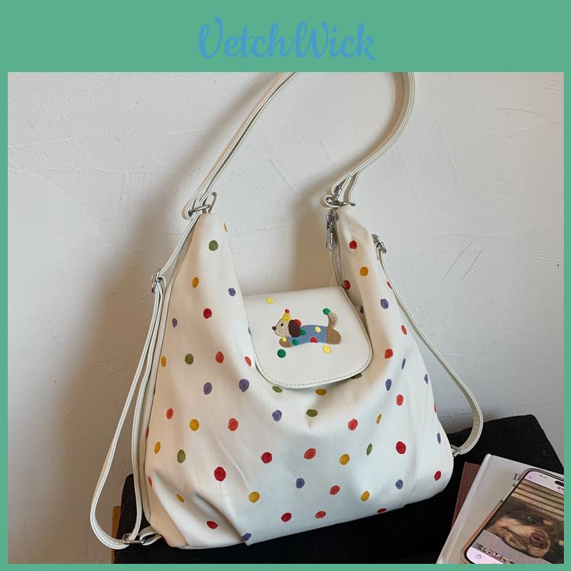 Pu Small Dog Shoulder Bag With Colorful Polka Dots For Daily Use And Casual Outings