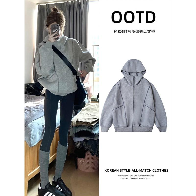 Mens Zip Up Hooded Sweatshirt Casual Short Fit Solid Color Streetwear Top