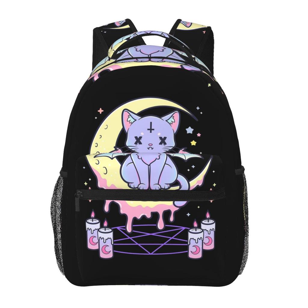 Kawaii Pastel Goth Cute Creepy Black Cat Backpack Student Boys Girls BookBag Children School Bag Shoulder Bags for Men Women