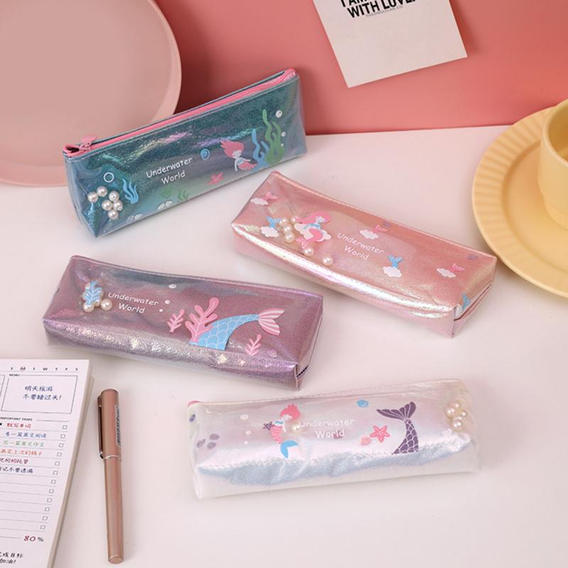Kawaii Mermaid Pencil Case Large Capacity Primary School Students Pencil Bag School Supplies For