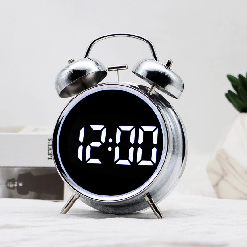 Super Loud Metal Bell Alarm Clock with Temperature & Date Display for Students Struggling To Wake Up, Silent Nighttime Watch.