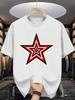Summer Unisexs 100 Pure Cotton Casual Loose Geometric Pattern Printed Comfortable Sports Round Neck Short Sleeved Tshirt Top