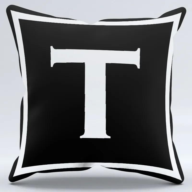 Simple Black and White Letter Print Pattern Home Bedroom Living Room Sofa Car Office Decoration Pillowcase