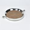Stainless Steel Metal Mirror Leather Tray Circular Silver Handle Plate Desktop Storage Container Jewelry Tray Fruit Plate