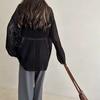 2024 Spring and Autumn New Lazy Wind Loose Long Sleeve Fashion Hollowed-out Slit Knitted Blouse
