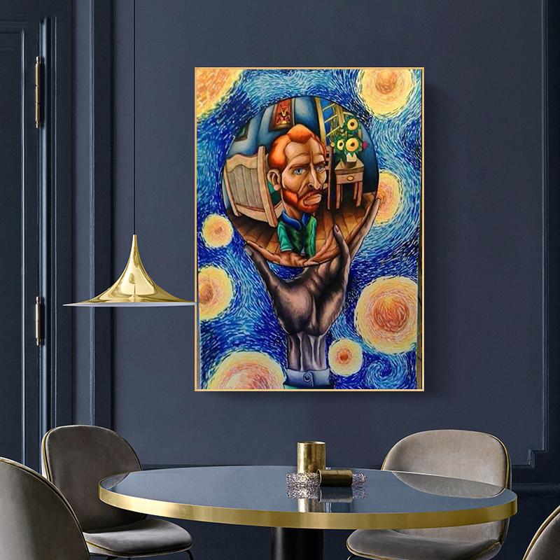 Funny Art Abstract Van Gogh and Friends Canvas Painting Modern Posters and Prints Wall Art Pictures for Living Room Home Decor