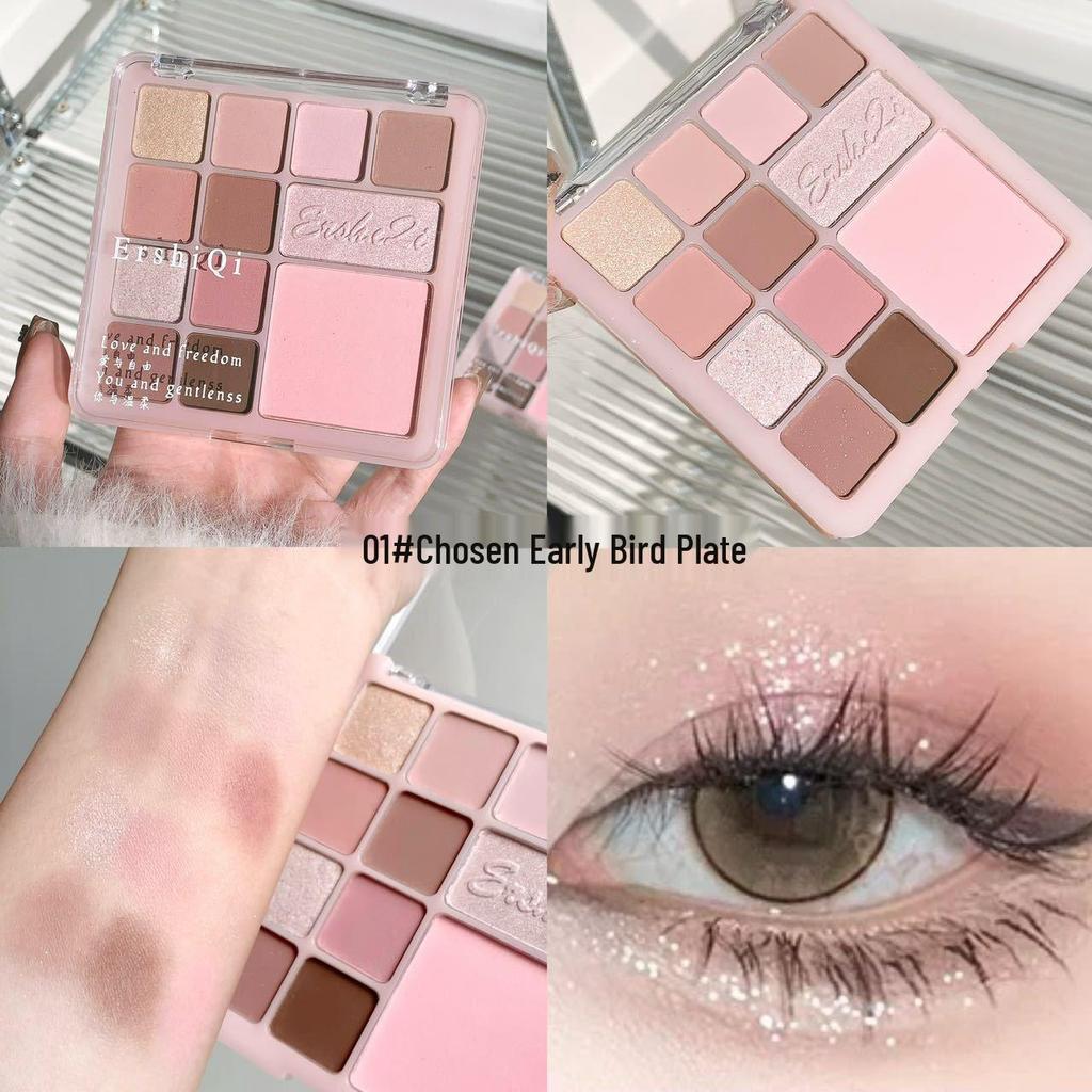 ErshiQi Earth Tone All-in-One Palette: Shimmer, Matte, Highlight, Blush & Eyeshadow.