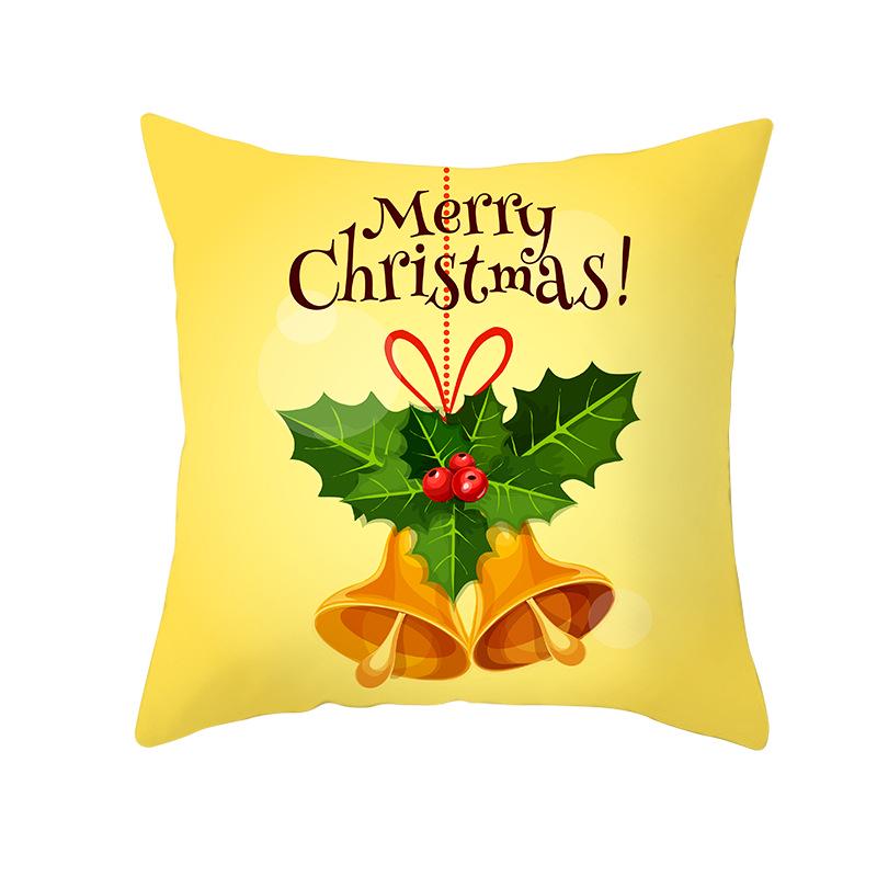 Golden Christmas Peach Velvet Cushion Cover New Digital Printed Square Cushion Cover Cushion Cover