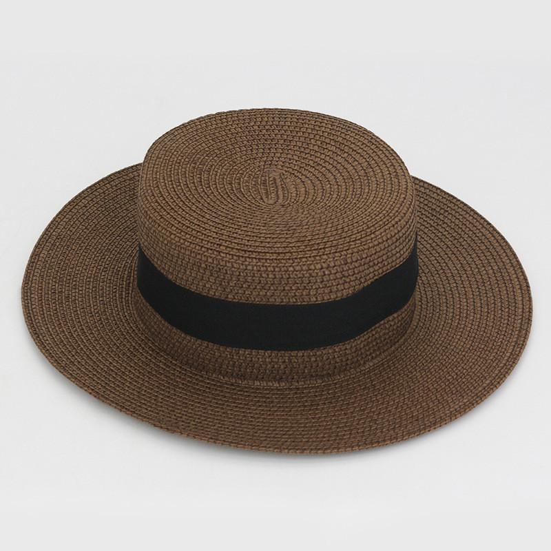 Color Square 20 Buckle Round Straw Hat Summer Travel Sunshade Cap Breathable