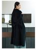 Women's Extra-Long Slim-Fit Over-the-Knee Double-Faced 100% Wool Queen Style Trench Coat for Autumn/Winter