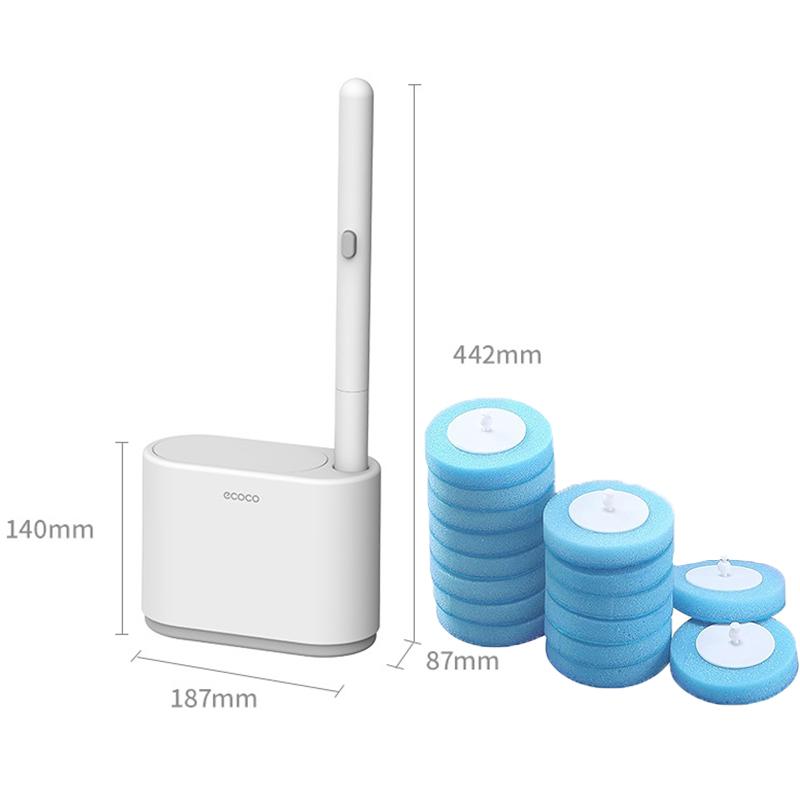 Disposable Toilet Cleaning Brush Set, Toilet Brush, Wall Mount Toilet and Bathroom Cleaning with Storage and Disinfecting Refill Heads