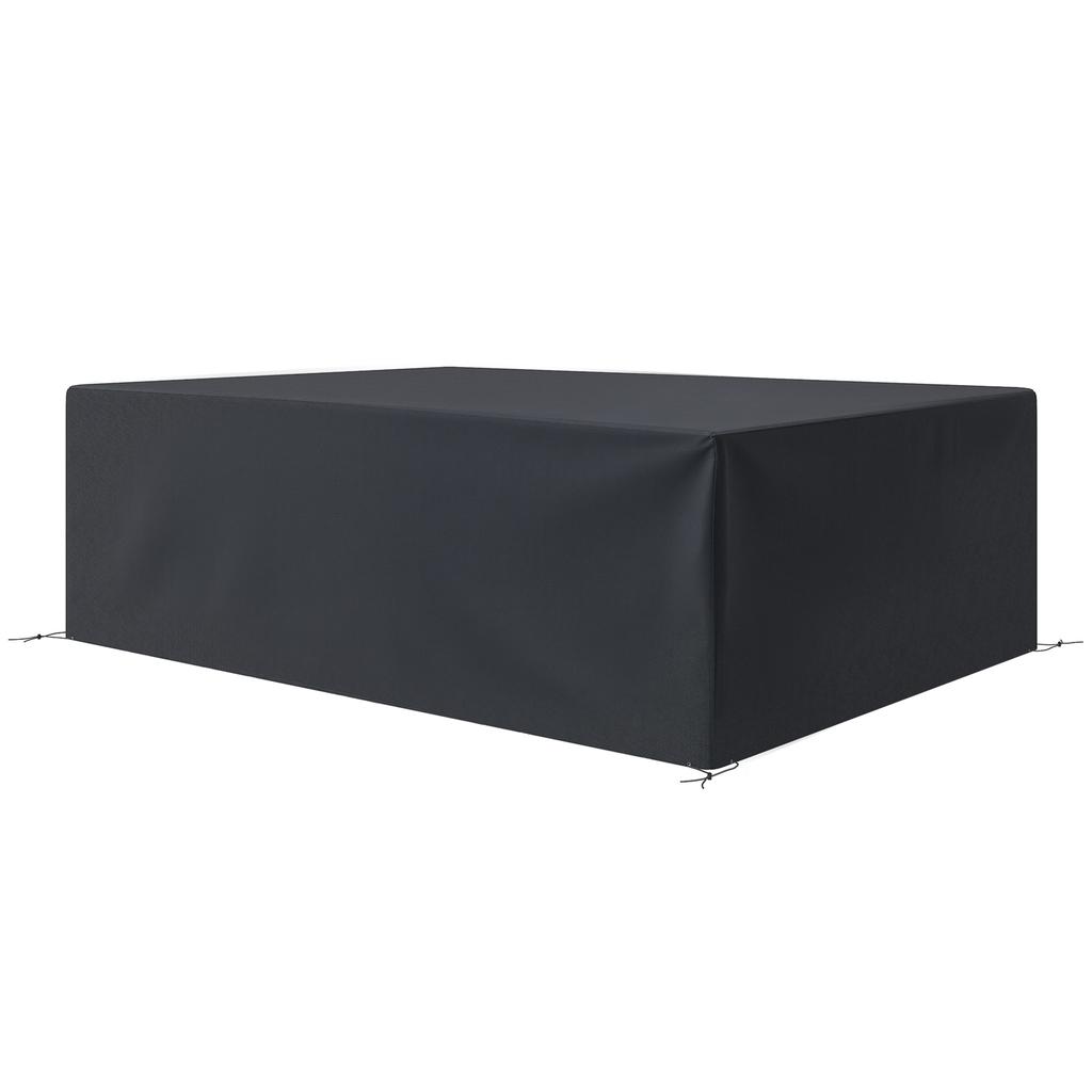 600D Oxford Outdoor Garden Furniture Sofa Set Cover, Waterproof Anti-UV Rattan Sun Lounger Protection Protector Cover, 275L x 205W x 90Hcm, Black