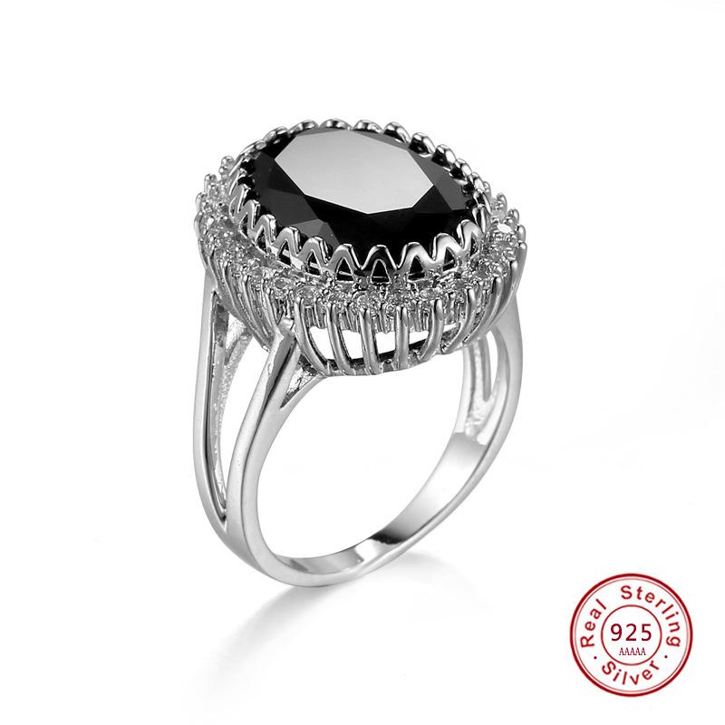 New Sexy Lady Black & White AAA CZ 925 Sterling Silver Ring Full Size Women Sterling Silver Jewelry Rings Wholesale