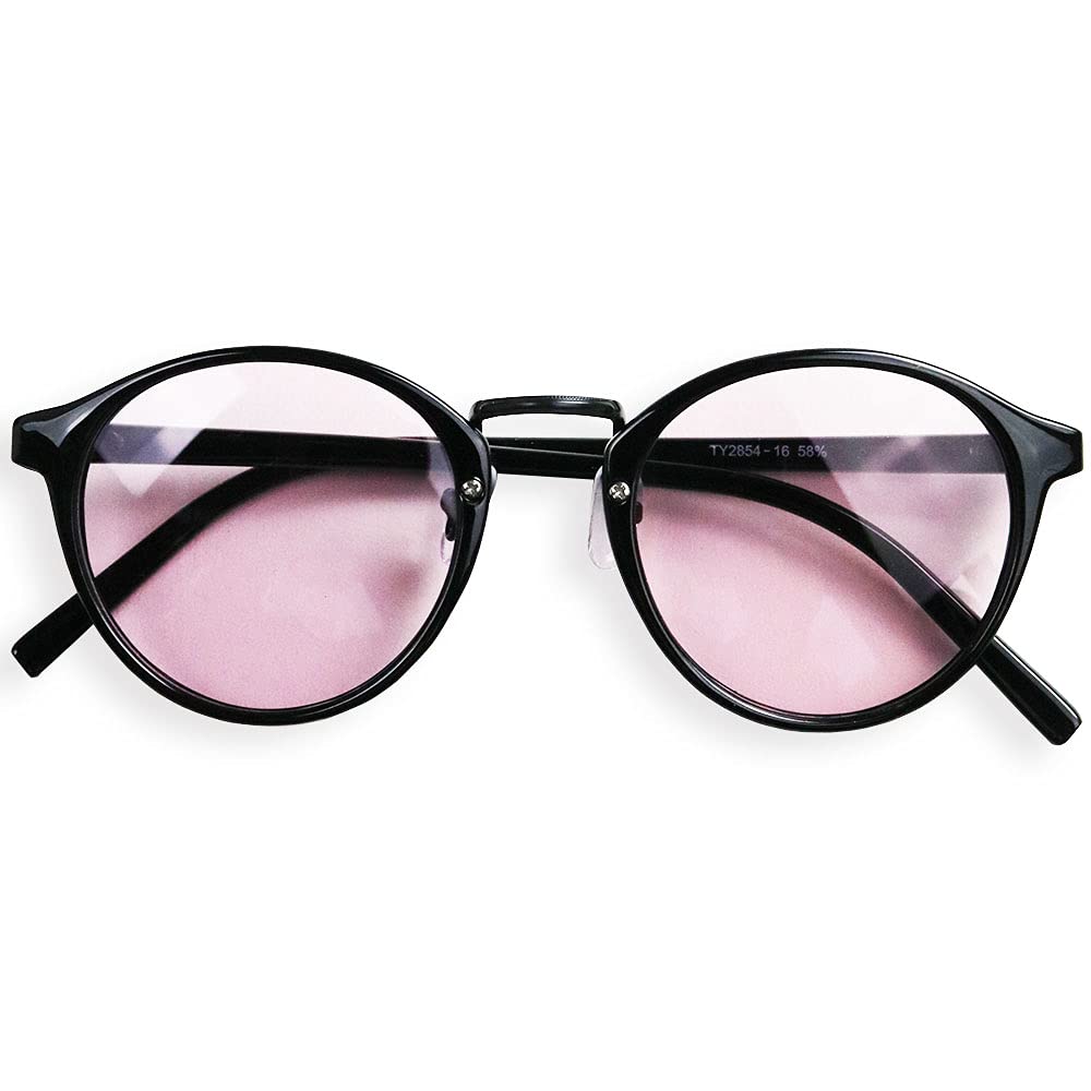 

Quintet Boston Sunglasses with Color Lenses for Men and Size Women, 07-ty-2854 (Black/Light Pink)