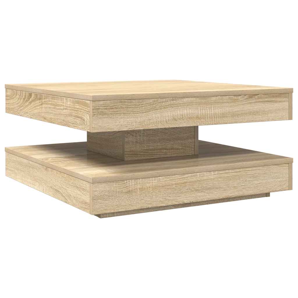 Rotating Coffee Table 360 degrees  Swivel Sonoma Oak Finish 70 x 70 x 34.5 cm