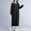 Loose Stretch Cotton Dress for Women Plus Size Casual Soft Long Sleeve Solid Color Dresses