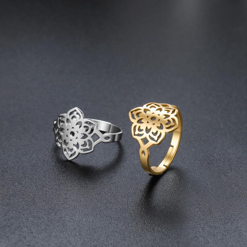Knot Flower Ring For Women Stainless Steel Summer Fashion Gold Color Charm Rings Jewelry Gifts