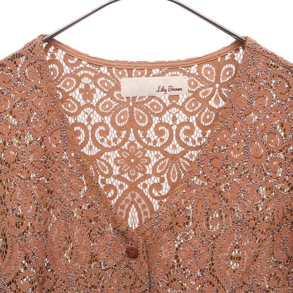 unused Lily Brown Floral lace Long sleeve one piece F Brown Women Used