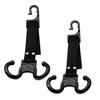 Variable-Length Car Back Hangers with 360-Degree Rotation, 2Pcs Black Bag Holders with Four Hanging Spots for Vehicles with Separate Headrest Posts