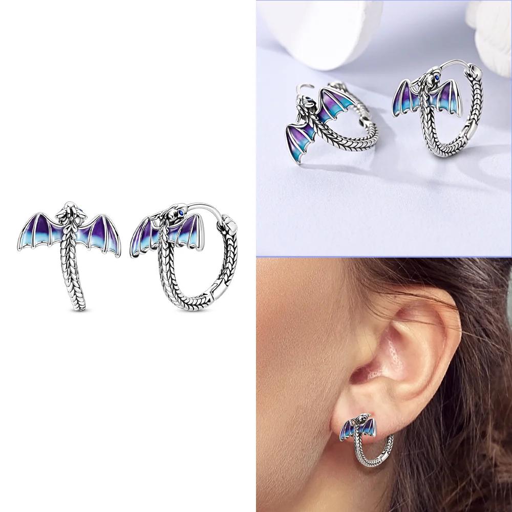 Charms 925 Silver Earrings Color Zircon Pink Bow Star Moon Shell Earrings Four-leaf Clover Woman's Accessory Jewelry