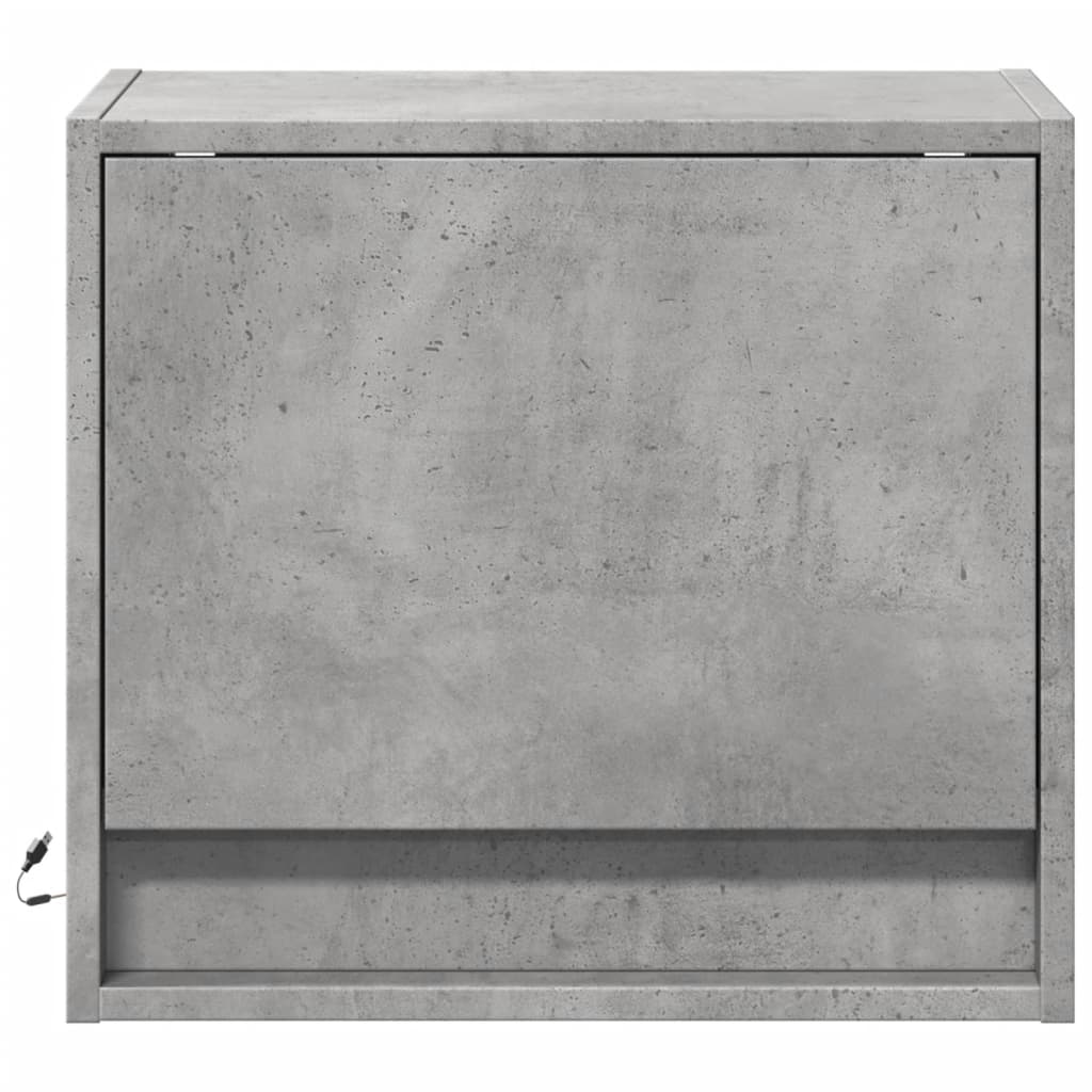Wall Mounted Nightstands with LED Lights 2 pcs Concrete Grey