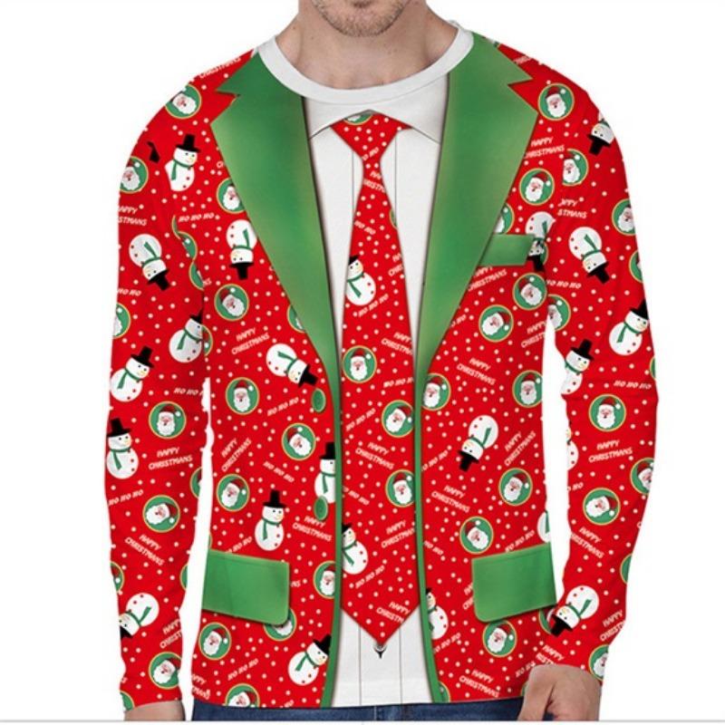 3D Print Christmas Funny Ugly Long Sleeve Tshirt For Men Women Novelty Casual Oversized Tee Shirts Top Clothes Mens In Shirt