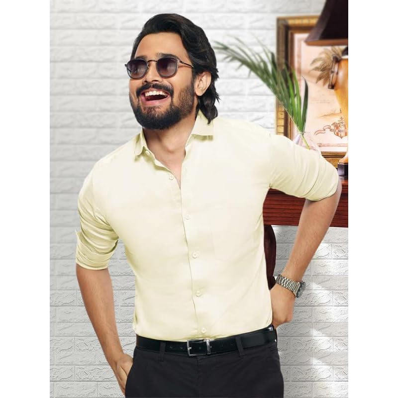 Pinkmint Casual Shirt for Men Stylish Mens Shirt Soild Regular Fit Long Sleeve Formal Wear Aqua Blue