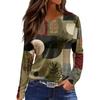 Women's Fashion Hem Slit Casual Retro Floral Print Round Neck Long Sleeve Top