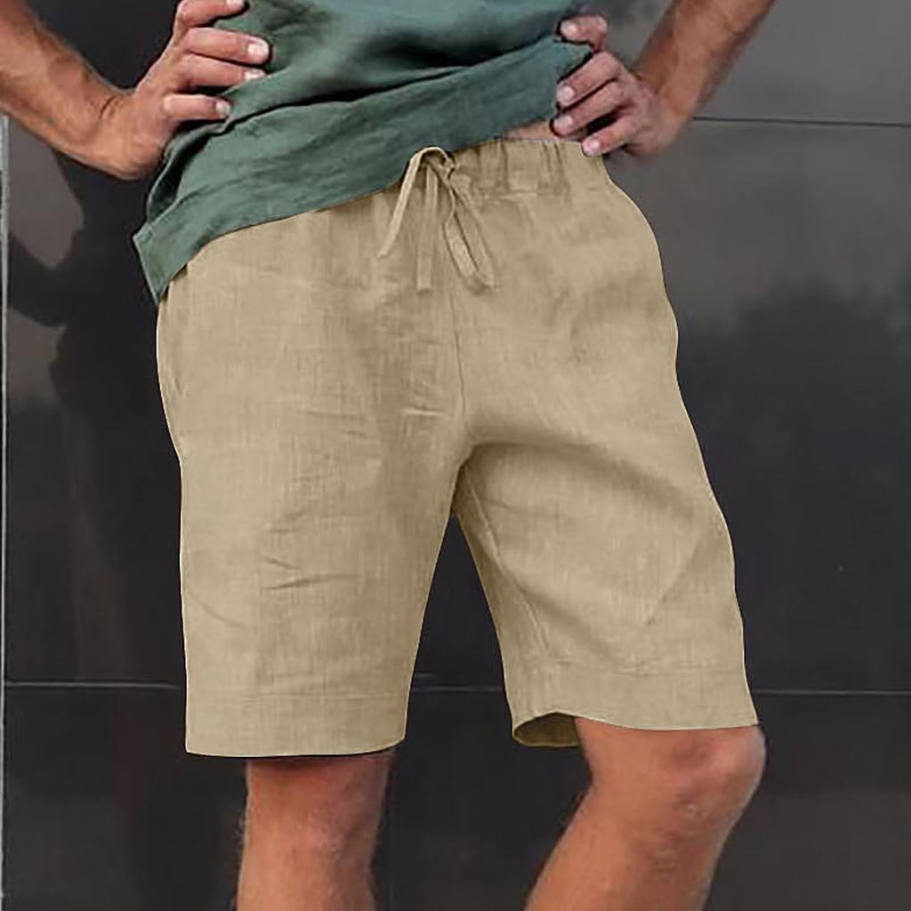 Men's Linen Multi-pocket Drawstring Casual Shorts