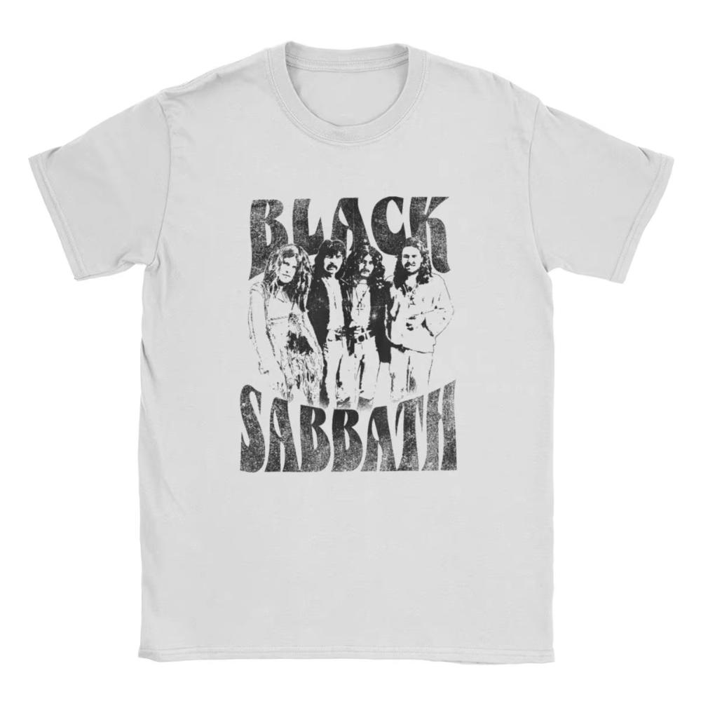 Official Black Group Photo TShirts Men Women British Rock Band Sabbathes Funny Cotton Crewneck Short Sleeve T Shirts Gift Merch