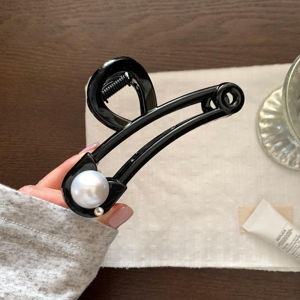 Жемчужная заколка-коготь для волос Женская Элегантная Простая Прозрачная Заколка для волос Модная Заколка Зажимы для волос для женщин Зажим-коготь чёрный