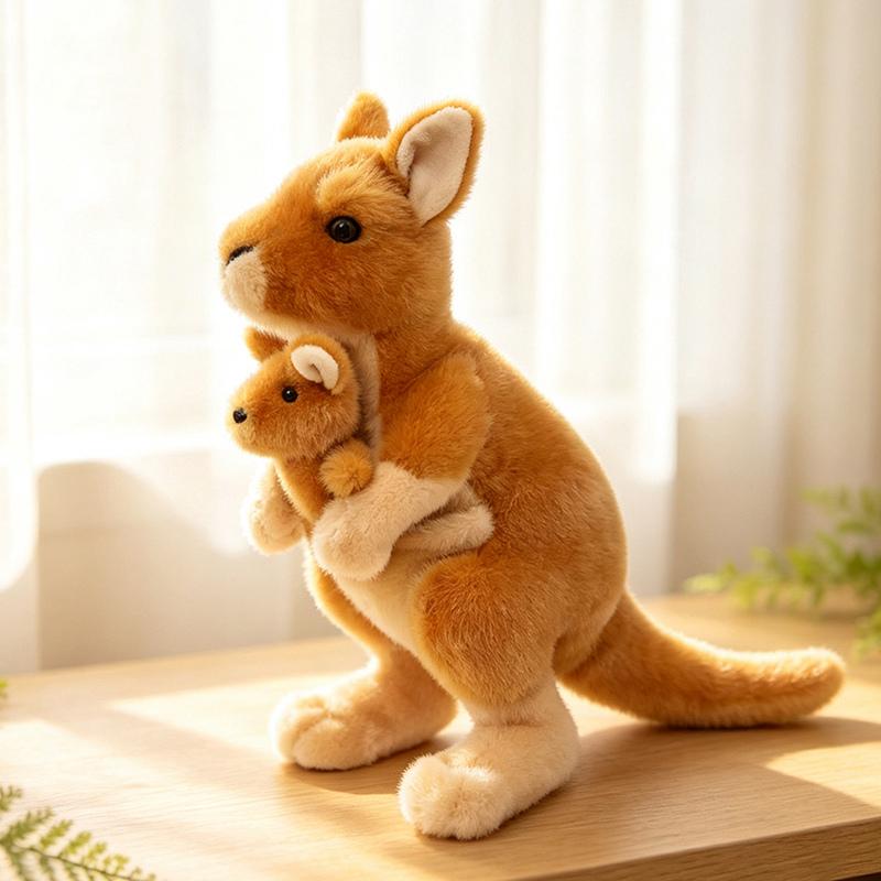 Kangaroo Plush Toy Kangaroo Mother with Baby Cute Appease Doll Creative Mother-Child Cute To Send Birthday Gifts