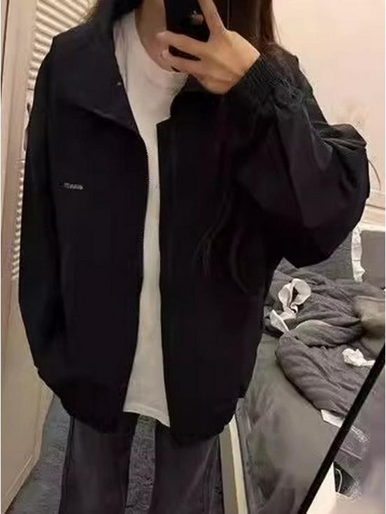 Women's American Retro Stand Collar Baseball Jacket - New, Loose, Versatile Spring Coat