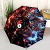 1pc Fire and Ice Yin Yang Dragons Fully Automatic Folding Portable Umbrella, 8 Iron Frames, Three-Fold Design, Suitable for All Seasons, Suitable
