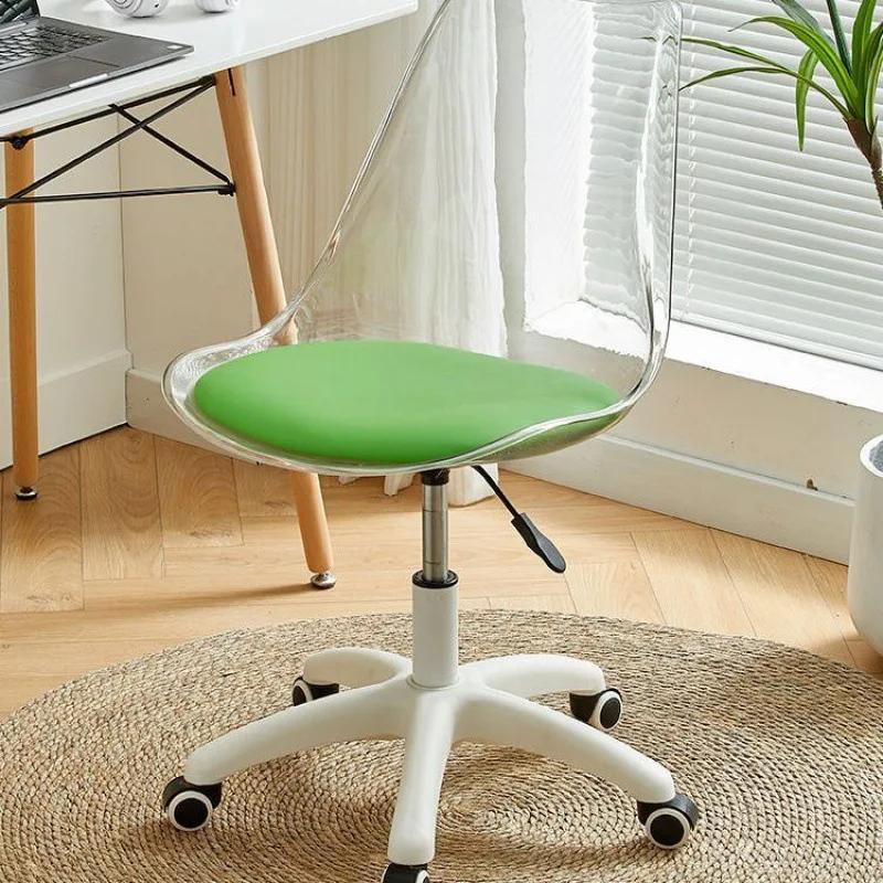 Computer Chair Rotary Wheel Lifting Family Makeup Chair Simple Transparent Small Space Office