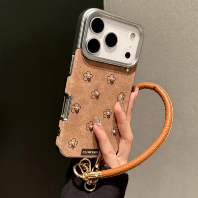 Herbst und Winter Braunes Leder Schleife Blumen für IPhone17promax für Apple 16 Handyhülle 14 Weich 13