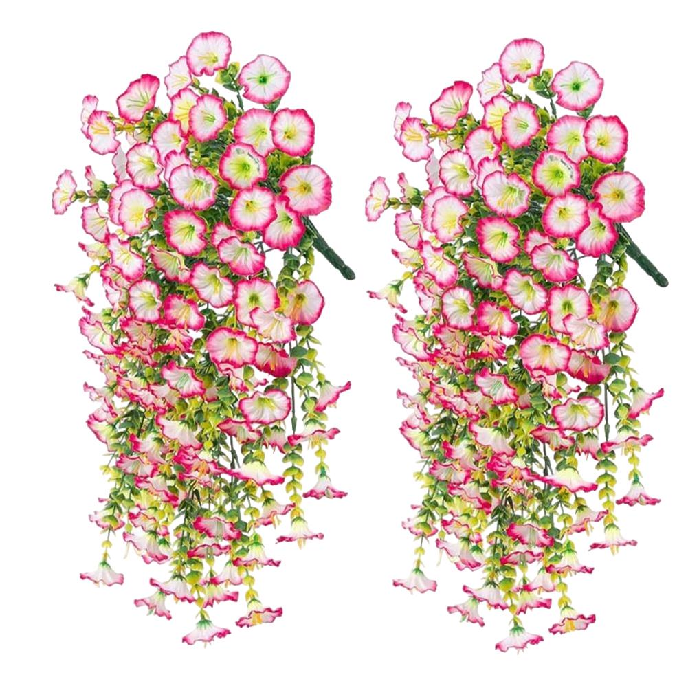 2/4Pcs UV-Resistant Artificial Flowers Morning Glory Eucalyptus Hanging Flower Plants Wedding Home Outdoor Garden Decoration