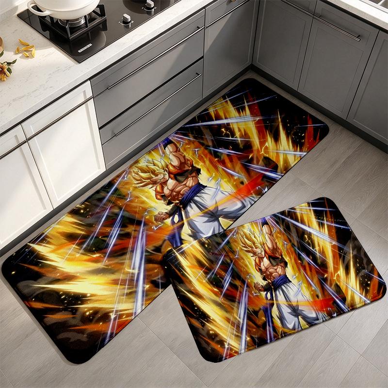 Dragon Ball Super Saiyan Flannel Kitchen Mat Christmas Soft Area Rug Non Slip Floor Carpet Home Decoration